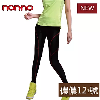 【non-no儂儂】(12號褲襪)女款運動壓縮褲-M-L紅條紋
