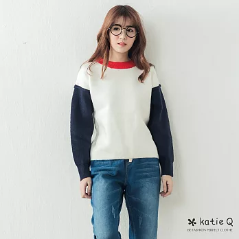 【KatieQ】積木拼色針織上衣(2色)-FREEFREE白