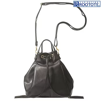 ROOTOTE 時尚皮質三用束口水桶包-黑色 (277901)