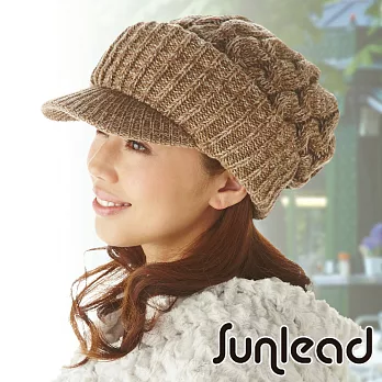 Sunlead 保暖防寒護耳。小顏效果護髮美型針織貝蕾帽 (駝色)