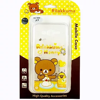 Rilakkuma 拉拉熊 Samsung Galaxy J7 彩繪透明保護軟套吃點心