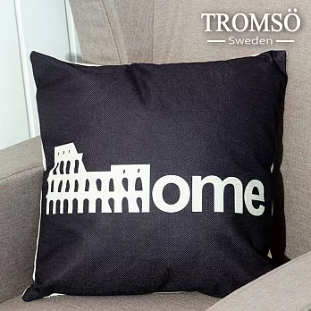 TROMSO-品味英倫棉麻抱枕/經典羅馬黑