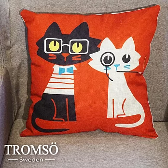 TROMSO-品味英倫棉麻抱枕/情侶貓咪