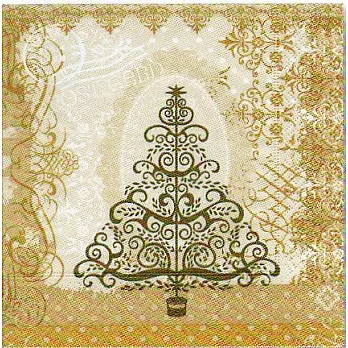 《Paper+Design》餐巾紙-Baroque tree gold金色巴洛克聖誕樹