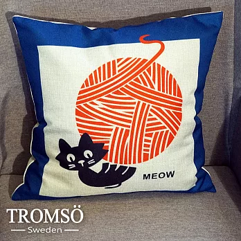 TROMSO-品味英倫棉麻抱枕/線球貓咪