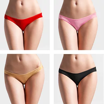 [MIGER密格內衣]超細纖維中低腰三角褲(4入組)-8626-台灣製--FREE紅、粉紫、金黃、黑