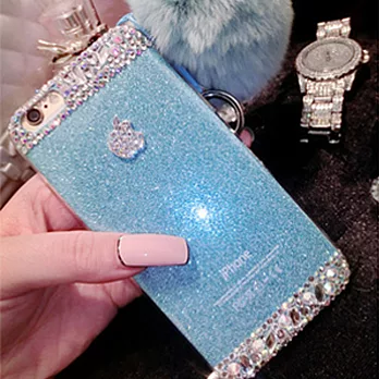 Aztec 水鑽 iPhone6/6s 4.7吋 矽膠軟手機殼-藍亮粉