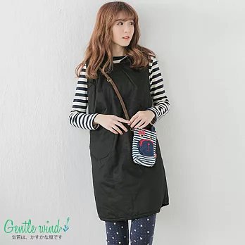 【Gentle wind 輕輕.吹】細格裏連帽長背心(2色)-FREEFREE黑
