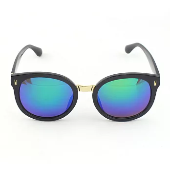 英國NATKIEL -歐美時尚黑框藍色反光鏡片墨鏡