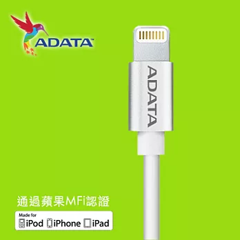 ADATA Aluminum Lightning 充電傳輸線銀