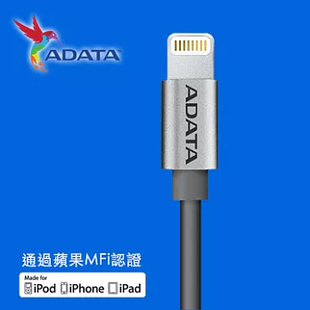 ADATA Aluminum Lightning 充電傳輸線灰