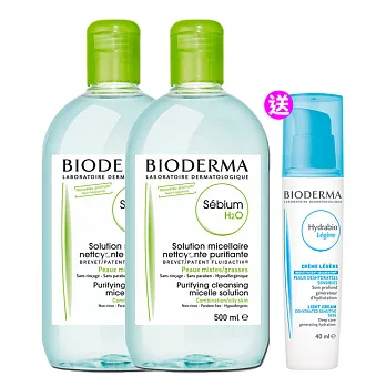 BIODERMA法國貝德瑪 淨妍 高效潔膚液大容量超值組 500ml*2+100ml (油性肌適用) (有效期限至2016.11)