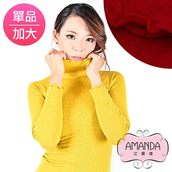 AMANDA 加大衛生衣 仿羊毛柔紗-鑲花高立領(Q單品)加大-XL-Q-紅色