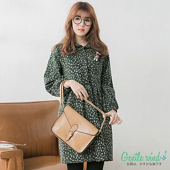【Gentle wind 輕輕.吹】領帶造型碎花襯洋(2色)-FREEFREE果綠