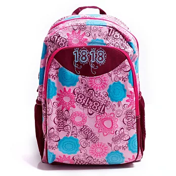 1818 創意圖樣系列 A4 童趣萬花塗鴉後背包 粉紅 紫(1859505-U)