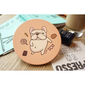 鬼畫福 陶瓷吸水杯墊-法鬥胖胖