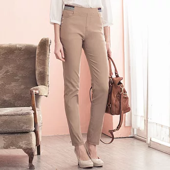 【模兒空間AMOR SPACE】S5212歐風魅力斜紋彈力纖腿精品褲42卡其