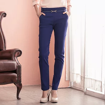 【模兒空間AMOR SPACE】S5212歐風魅力斜紋彈力纖腿精品褲(共4色)42藍
