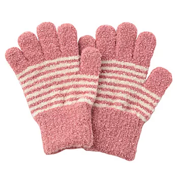 [MUJI無印良品]兒童伸縮手套粉紅橫紋