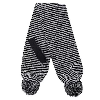 [MUJI無印良品]兒童附毛球圍巾深藍橫紋