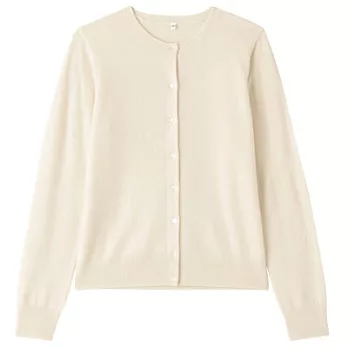 [MUJI無印良品]女喀什米爾圓領開襟衫S柔白