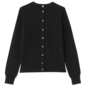 [MUJI無印良品]女喀什米爾圓領開襟衫S黑色