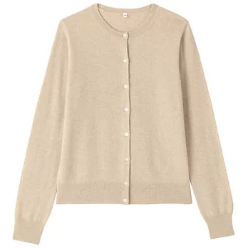 [MUJI無印良品]女喀什米爾圓領開襟衫S粉米