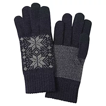 [MUJI無印良品]羊毛混立體編織雪花紋觸控手套深藍