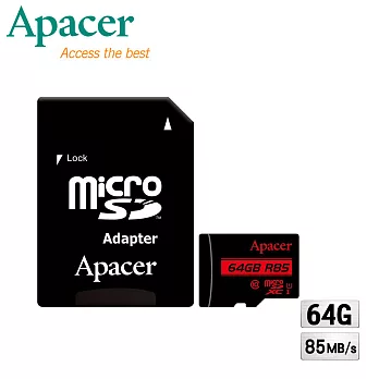Apacer宇瞻 64GB MicroSDXC UHS-I Class10 記憶卡(85MB/s)
