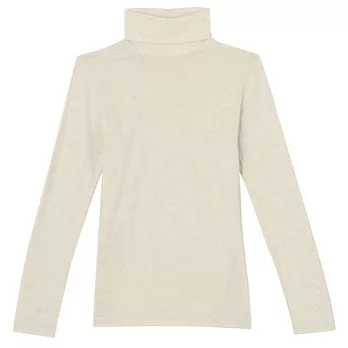 [MUJI無印良品]女棉混羊毛彈性保暖高領長袖衫M粉米