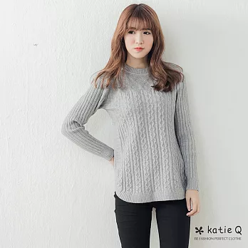 【KatieQ】緹花紋路針織上衣(3色)-FREEFREE灰