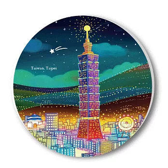愛台灣系列_神奇陶瓷吸水杯墊_台北夜晚