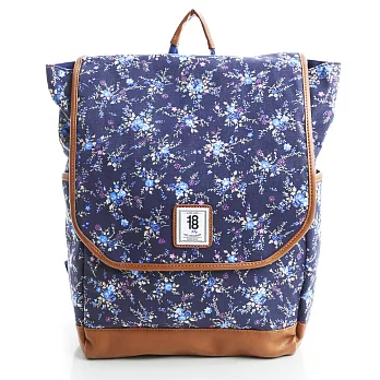 1818 日系小清新 碎花皮革後背包 藍(1860893-9)