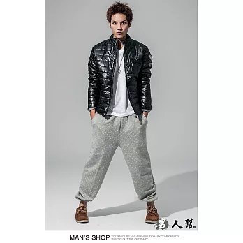 【男人幫】點點時尚潮牌加厚休閒棉褲M灰色