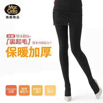 《瑪榭》全面裏起毛 - 加厚Double刷毛保暖褲襪M 黑
