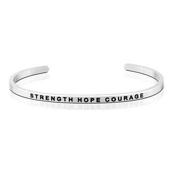 MANTRABAND 美國悄悄話手環STRENGTH HOPE COURAGE 力量希望勇氣 銀色