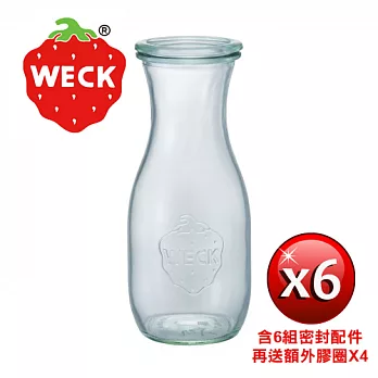 德國Weck 764玻璃瓶附玻璃蓋與密封配件 Juice Jar 530ml 6瓶裝