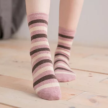 蒂巴蕾知足羊毛棉襪-漸層條紋粉紅