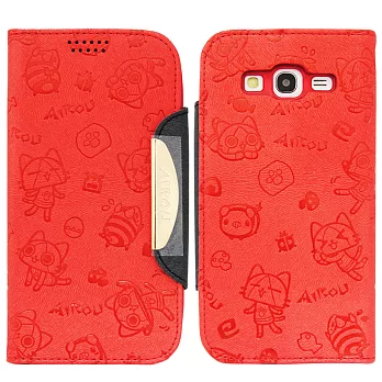 Aztec 艾路貓 Samsung Galaxy S Duos 2 掀蓋式皮套 手機殼-小貓紅