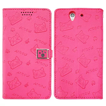 Aztec 艾路貓 HTC One mini 掀蓋式皮套 手機殼-腳印粉