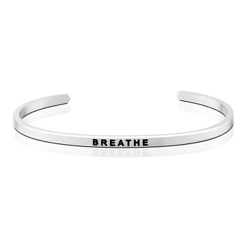 MANTRABAND 美國悄悄話手環 Breathe 慢慢呼吸 銀色