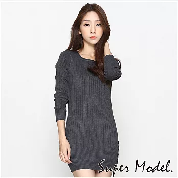 【名模衣櫃】知性直條鈕扣針織衫-共6色 (適穿M-XL)FREE深灰色