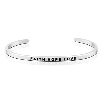 MANTRABAND 美國悄悄話手環 Faith Hope Love 信念希望愛 銀色