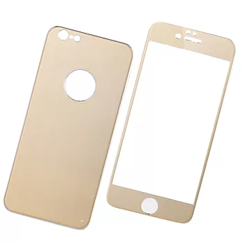 APPLE iPhone6S 4.7吋 3D曲面全滿版鋼化玻璃前+合金後貼(金)