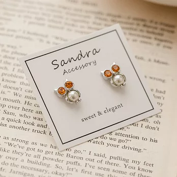 Sandra珊卓拉-珍珠貓頭鷹耳環銀色