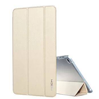 Rock Apple iPad mini4 膚感系列側翻休眠皮套(金)