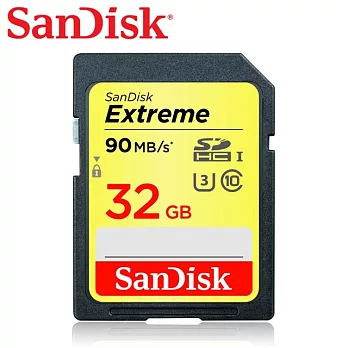 【SanDisk】Extreme SDHC/SDXC UHS-I U3 32G 記憶卡(每秒90MB)