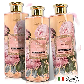 義大利Rudy米蘭香氛玫瑰水活保濕沐浴露500ml 三入