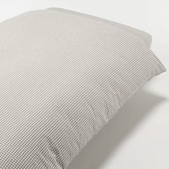 [MUJI無印良品]有機棉柔舒水洗棉格紋被套/Q雙人加大/米色米色
