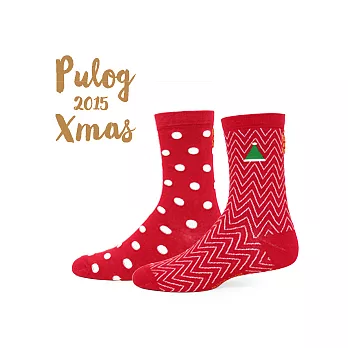 【 PuloG 】 2015聖誕限定襪款-紅點點x紅電波